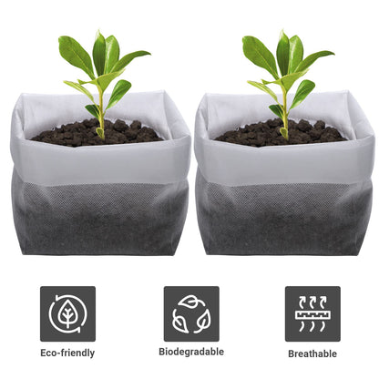 GREANER 100PCS Biodegradable Nursery Bags, 11x11.8 inches Thickened Grow Plant Bags for Vegetables, Flower Seedling Starter Containers, Indoors and Outdoors Use, Home Garden Supply