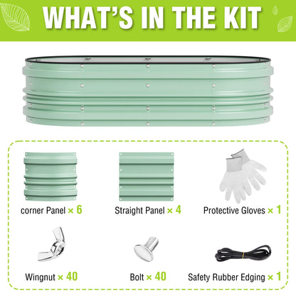 WORKPRO 4x2x1ft Galvanized Raised Garden Bed Set, Rust & Corrosion Protection, Easy Assembly, Safe Edge, Ideal for Vegetables & Flowers, Light Green