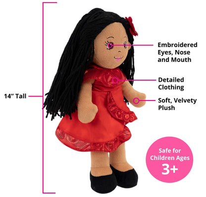 Playtime by Eimmie 14" Soft Baby Doll for Girls (Julie) - Plush Rag Doll for Toddlers & Infants, Washable Stuffed Toy with Sensory Fabric Body - Great for Baby Showers, Birthdays & Special Occasions