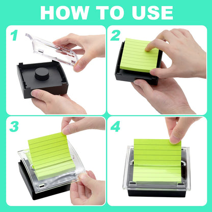 6 Pcs Pop Up Sticky Note Dispenser Sticky Note Holder Pop Up Note Dispenser Transparent Top for 3 x 3 Inch Sticky Notes School Office Home Store Black Base Clear Top
