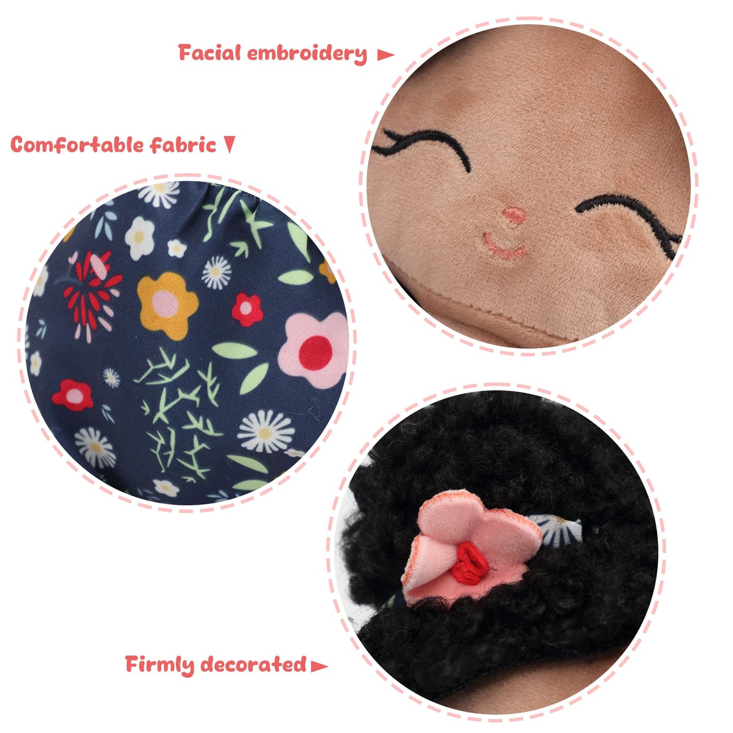 Jumbrace Soft Black Baby Doll Toys 16'' African American Baby Rag Doll for Girls, One Year Old Girl Birthday Gifts,Plush Toys for Toddlers Kids Infants (Black)