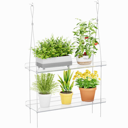 Lifewit 2-Tier Window Plant Shelves 15", Acrylic Adjustable Hanging Floating Shelf, Window Sill Extender for Succulent Plants, Micro Greens, Seed Starter Pots, Herb Planters 38 x 15 cm/15x6