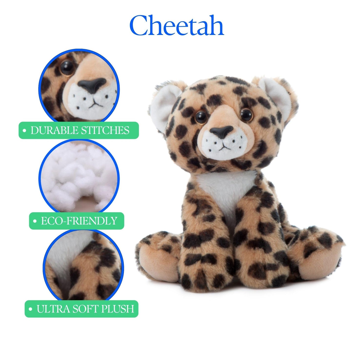 The Petting Zoo Cheetah Stuffed Animal, Gifts for Kids, Wild Onez Zoo Animals, Cheetah Plush Toy 9 inches