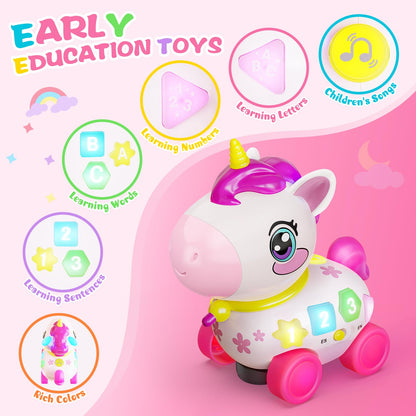 KAISASA Unicorn Toys for 1 Year Old Girl Gifts, Musical Educational Baby Toy 6-12-18 Month, 1st Birthday Gift for 1 Year Old Girl Toys, Bilingual Learning Present for 7 8 9 10 12 Month