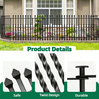 GILPWA 10 Panels Decorative Garden Fence, 32in(H)×24Ft(L) Heavy Duty Twist Outdoor Dog Fence Rustproof Metal Square Tube No Dig Animal Barrier Border Fencing for Temporary Yard Patio Landscape