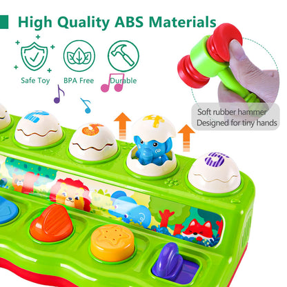 WOWOHAGE 1 Year Old Toys for Boys Girls Birthday Gift, Cause and Effect Animal Pop Up Toy with Music and Light for Toddlers 1-3, Preschool Learning Educational Toys Gifts for Babies 12 Months