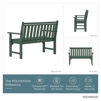 POLYWOOD Vineyard 48" Outdoor Patio Bench, Green
