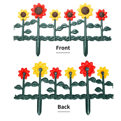 Sungmor Plastic Edgings Garden Picket Fence - Grass Lawn Flowerbeds Plant Borders - Decorative Sunflower Landscape Path Panels - Pack of 4 (Overall Length 98 Inches) - Lightweight & Easy Installation