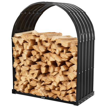 TBMLC Heavy-Duty Black Firewood Storage Shed – Metal Log Holder with 32" Round Roof – Outdoor Wood Rack for Patio, Deck & Fireplace – Weatherproof Lumber Stand for Firewood (2.7FT Diameter Roof)