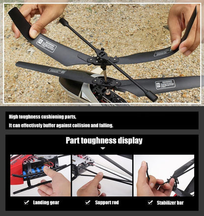 YUEQISM Red Large Fall Resistant RC Helicopter 3.5 Channels Remote Control Helicopter Toys Gift with LED Light Night, with 2 Batteries