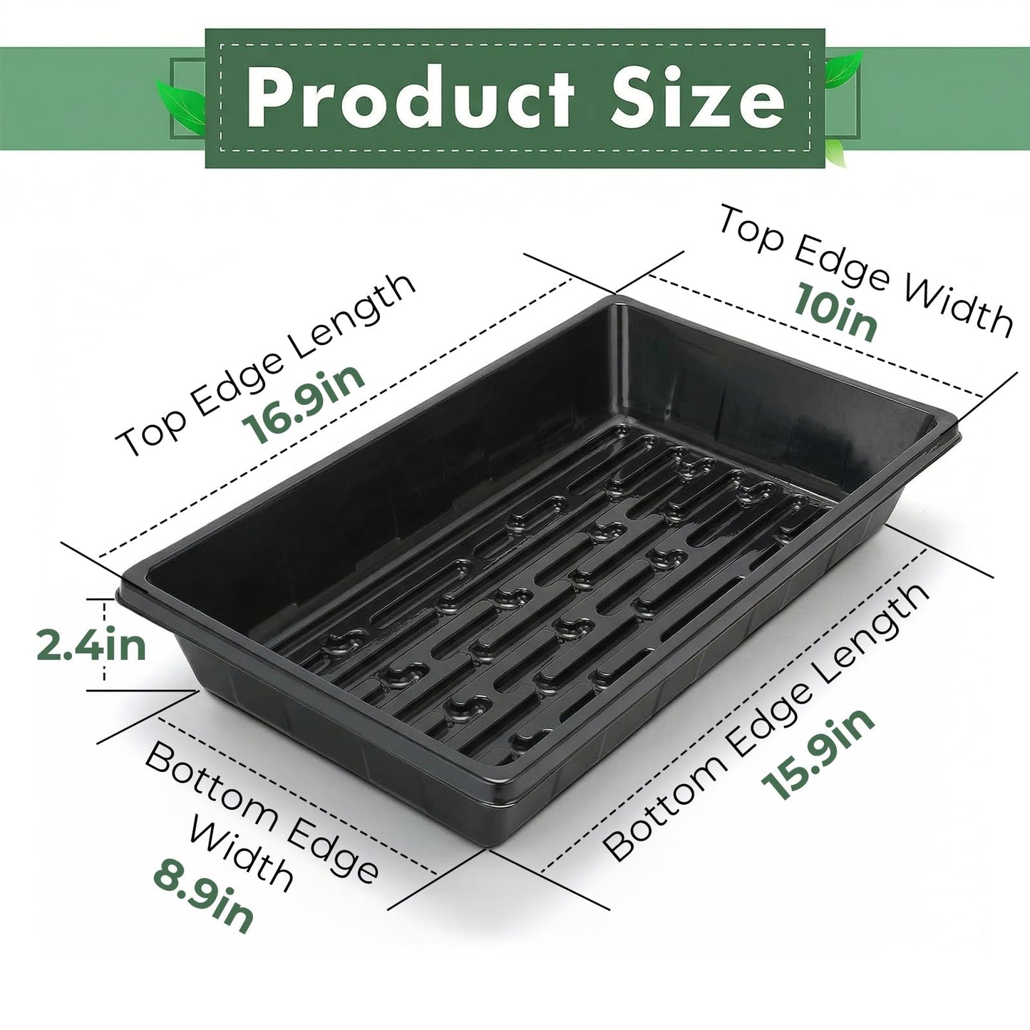 Sckee Upgraded 5 Pack Plant Growing Trays Seed Starting Tray Microgreens Growing Trays Seedling Plant Germination Starter Tray Transplant Fodder Flats, No Holes, No Leakage, Reusable (1017)