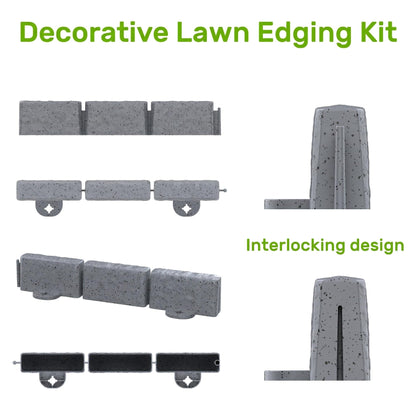 AGTEK Garden Edging 16FT Landscape Edging Kit 2.75 Inch Height Decorative Garden Border No Dig Lawn Border for Yard Flower Bed with 26 Stakes, Grey