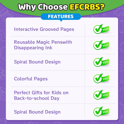 EFCRBS Magic Grooved Writing Practice Books for Kids 3-8, Reusable Grooved Handwriting Books-Letters Numbers Math Painting-Preschool Learning Activities-Birthday Gifts for 3 4 5 6 7 8 Years Old