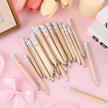 EYNDYN 100 Sets Pink Baby Shower Pencils Gifts Bulk for Guest Golf Half Pencils Baby Shower Game Sharpened Mini Pencil with Eraser It's A Girl Gender Reveal Party Favors