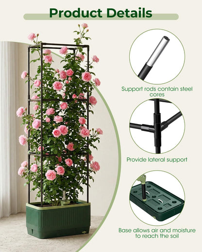 Tomato Planter with Trellis, Self Watering Planter Box with Trellis, Vertical Raised Garden Bed Planter for Climbing Vegetables Indoor Outdoor Patio