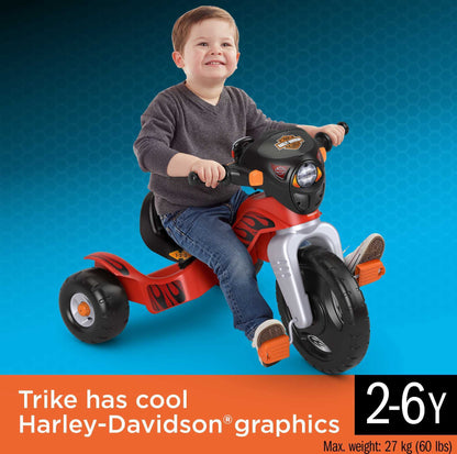 Fisher-Price Harley Davidson Toddler Tricycle Ride-On Preschool Toy, Lights & Sounds Trike with Adjustable Seat (Amazon Exclusive)