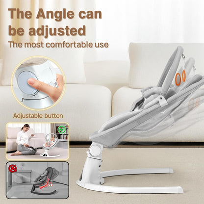Baby Swings, Infant Swing with Remote Control, 5 Speed Adjustable, Machine Washable Seat Pad, 5 Point Harness, Bluetooth Connection, Electric Baby Swing for Indoor Use (Gray)