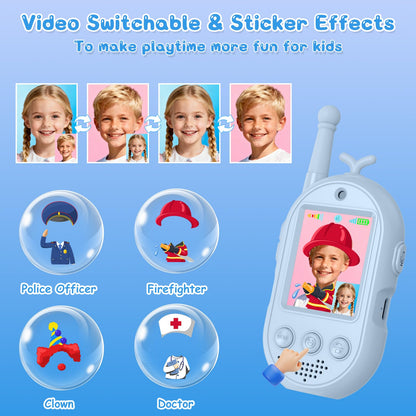 Video Walkie Talkies for Kids Toys - 2 Pack Rechargeable Walkie Talkie with Camera,Long Range 2 Way Radio for Outdoor Camping Games,Christmas Birthday Gifts for Boys Girls Age 3-12(Pink+Blue)