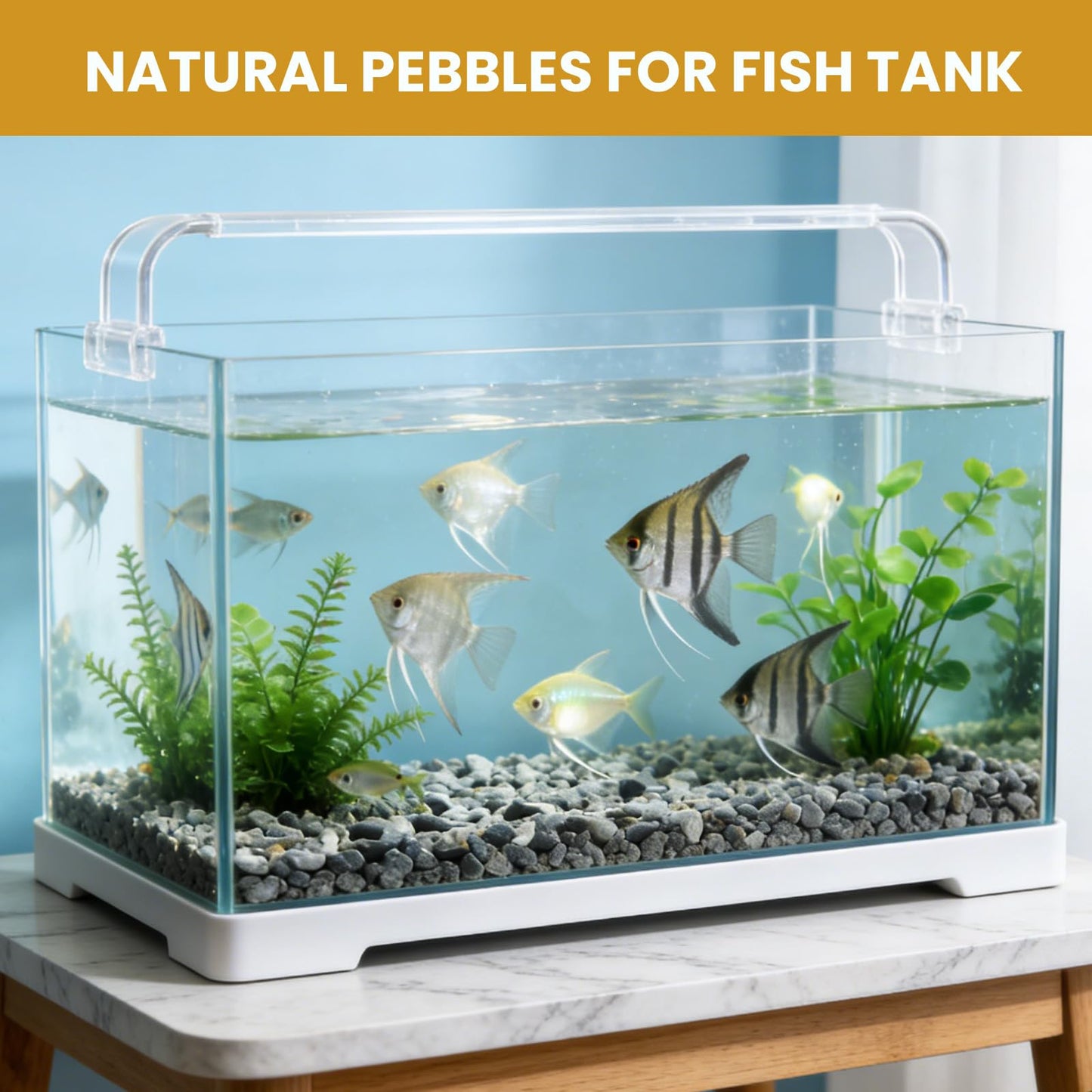 Mengdewei 1/8 Inch Aquarium Gravel, Small Pebbles for Fish Tank & Indoor Plants, Natural Mini River Rocks for Succulent Soil Mix, Drainage, Terrarium & Vase Filler - Gray, 12 lb