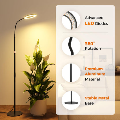 Bamworld Grow Lights for Indoor Plants, Full Spectrum Plant Lights for Indoor Growing, Floor Grow Lamp for Large Plants, Auto ON/Off Timer 3/9/12H, 10 Dimmable Levels, 37-65" Adjustable Height