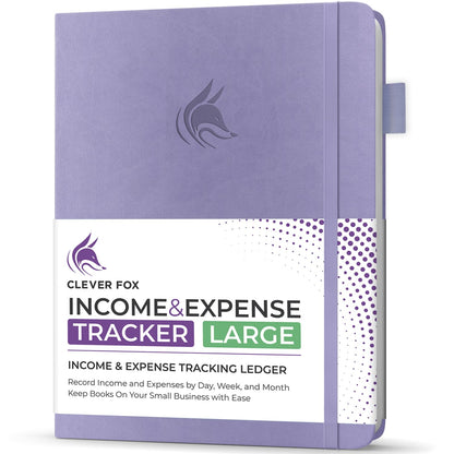 Clever Fox Income & Expense Tracker Large – Accounting & Bookkeeping Ledger Book for Small Business – 2-Year Record Notebook, A4 (Lavender)