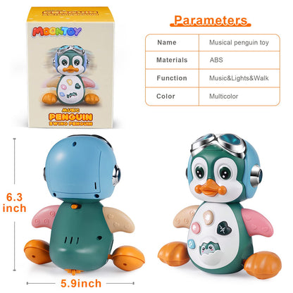 MOONTOY Musical Penguin Crawly Baby Toys 0-3-6 6-12 Month, Infant Light Up Tummy Time Dancing Moving Walking Crawling Toys, Baby Easter Basket Stuffers Gifts 3 4 5 6 7 8 9 10 Month 1 Year Old Boy Girl