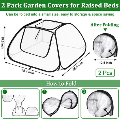 2 Pack Garden Covers for 6x3ft Raised Beds - Garden Row Plants Cover Accelerator, Freeze Protection Greenhouse Cover for Raised Garden Beds Protecting Seedlings Fruits Vegetable Rows