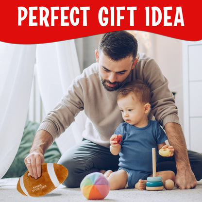 Playbees Baby Football Plush Rattle - Baby Boy Stuff for Gifts, Toddler Football Toys, Baby Rattles & Plush Rings, Engaging Learning for Boys and Girls - Ages 0-36 Months