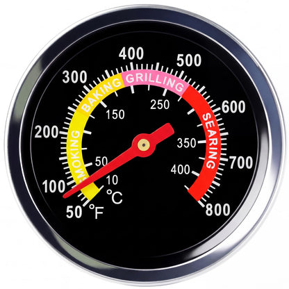 ELFFILLA BBQ Thermometer 2-3/8" Oversized Dial, 50-800°F Smoker Thermometer Weatherproof with Easy Read Numbers - Grill Temp Gauge for Charcoal Grill & Meat Smoking Kit Includes Mounting Hardware
