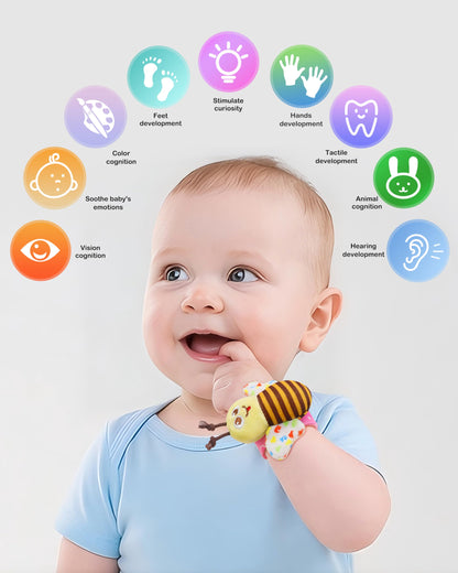 Bloobloomax Wrist Rattle Socks and Foot Finder Set, Infant Girl Boy Toys for Babies 0-36 Months, Newborn Hand & Foot Toys for 0 to 3 Years, Baby Shower Gifts Set Mother's Day Gift