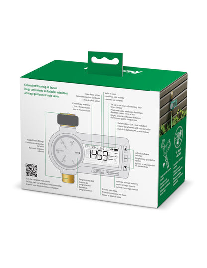 Rain Bird 1ZEHTMRP Premium Professional Grade Electronic Digital Hose End Timer/Controller, One Zone/Station, Battery Operated, Digital with Brass Inlet/Outlet