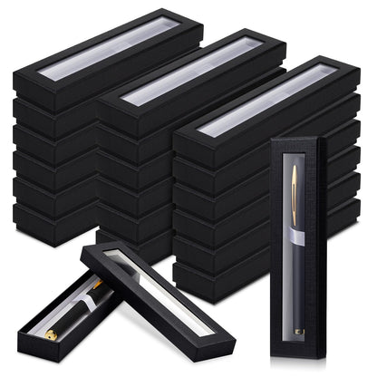 Colarr 36 Pcs Pen Gift Box Empty Ballpoint Pen Box with Cushion Clear Lid Jewelry Display Case for Gift Collection Office Supplies Birthday Souvenir Presentation Christmas (Black)