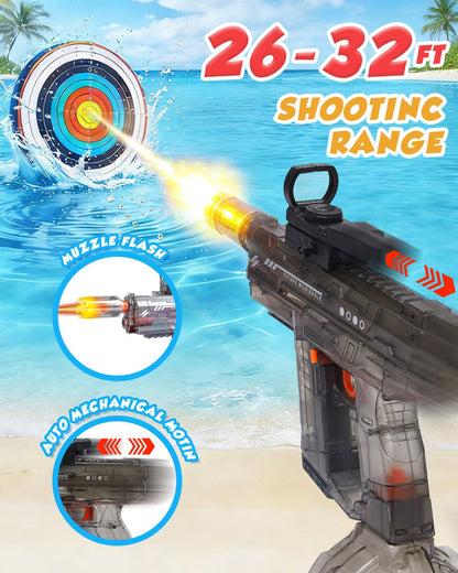 2 Pack Electric Water Gun for Adults Kids: Light Up Automatic Squirt Guns, 26-32FT Long Range, 800CC Large Capacity, Summer Outdoor Pool Games for Ages 8-12, Beach Backyard Family Party Toys Gift boy