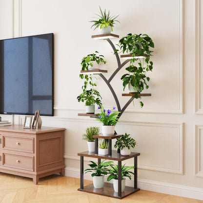 lilarofu Plant Stand Indoor with Grow Lights - 8 Tiered Tall Indoor Plant Display Shelf, 61" Corner Indoor Plants Rack, Metal Plant Flower Holder for Living Room, Patio, Balcony (Black)