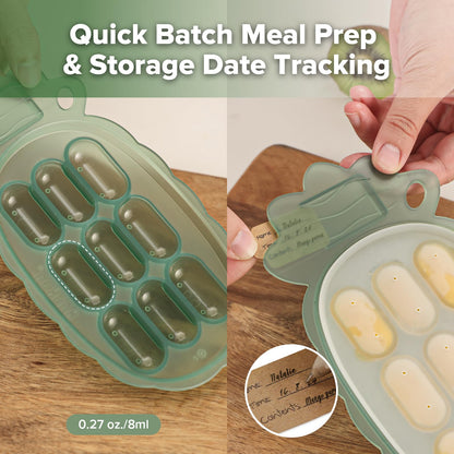 Haakaa Silicone Nibble Freezer Tray &Astronaut Beginner Silicone Cutlery Set -Breastmilk Teething Popsicle Mold - Baby Fruit Food Feeder Teether - Ice Cube Tray-Baby Spoons