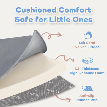 PAPAMAT 1.3" Thick Baby Floor Play Mat 79x118, Basic Padded Foam Mat for Tummy Time Crawling, Non Slip Cushioned for Babies Toddlers Infants Kids (Dark Grey)