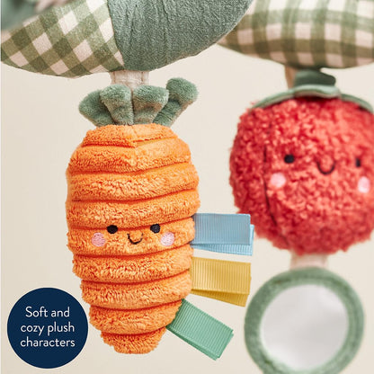 Itzy Ritzy Spiral Car Seat & Stroller Activity Toy - Stroller & Car Seat Toys for Ages 0 Months and Up - Hanging Toys Include Dangling Ring, Mirror and Textured Ribbons (Veggie)