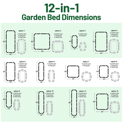 OLLE Galvanized Raised Garden Beds, 12-in-1 Metal Outdoor Plant Boxes for Vegetables, Cobalt Blue 17" Tall