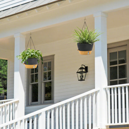 ZMTECH 12 Inch Hanging Planters for Indoor, 2 Pack Large Hanging Plant Pot with Visible Water Level and Chain, Self Watering Hanging Flower Pot for Outdoor Garden Porch(Dark Gray)