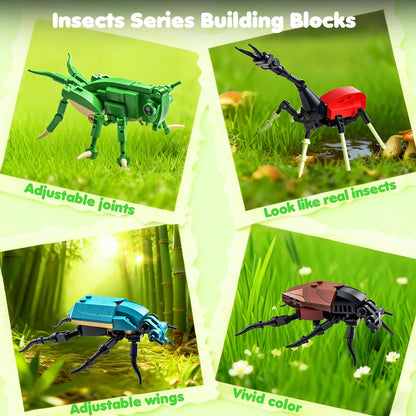 Flubecrux Bugs Insects Collection Building Sets, 8 in 1 Animals Party Favors Toys for Kids, Bugs Building Kits Nature Home Display Decor, Birthday Xmas Gift Idea for Boys and Girls 6 8 12+