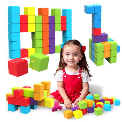 Magnetic Building Blocks & Magnetic Puzzle Toys for Toddlers, Large Building Blocks Cubes 1.65 Inches, Sensory & Montessori Toys for Boys & Girls 1 2 3 Years Old(28pcs)