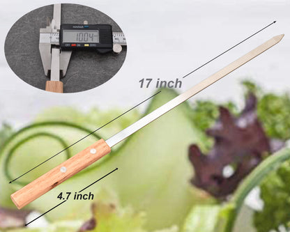 17-Inch Large Metal Barbecue Skewers,HONSHEN Heavy Stainless Steel 3/8 Inch Wide Blade with Hardwood Handle Long Flat BBQ Skewers for Grilling Meat,Chicken,Shrimp,Vegetables-Set of 12 (17 INCH)