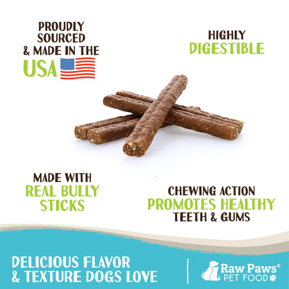 Raw Paws Alternative Soft Bully Sticks for Dogs, 6-Inch (15-Count) - Made in USA - Dog Chews Rawhide Free - Soft Dog Chews for Senior Dogs - Rawhide Free Treats - Puppy Teething