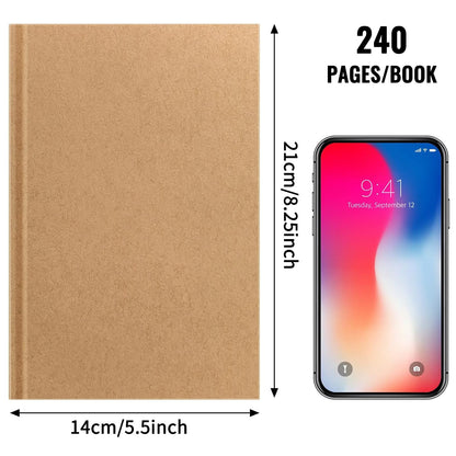 EOOUT 3pcs Blank Notebook, A5 Hardcover Sketchbook 120 Sheets 240 Pages Unlined Notebook, 100gsm Paper, 5.6 x 8.2in, Journal for Drawing, Art, Travelers Gifts, Students and Office Supplies