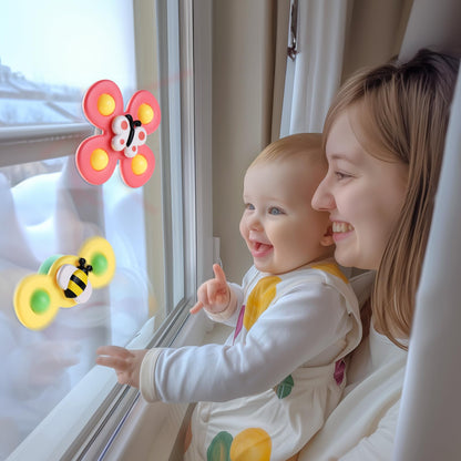 ALASOU 6 PCS Suction Cup Rotating Toys(3 Farm+3 Panda) for Infant and Toddlers