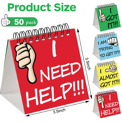 50 Pcs I Need Help Mini Flip Chart Classroom Management Tools Self Assessment Cards Classroom Students Behavior School Educational and Learning Activities Supplies for Kids Teachers