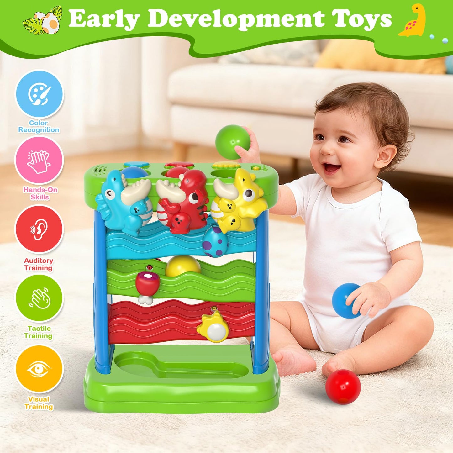 AuroTops Toys for Toddlers 1 2 3 Years Old Boys & Girls Musical Toy for Kids 12-18 Months Interactive Montessori Toys with Light & Sound,Christmas Birthday Gifts