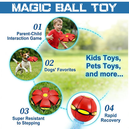 Magic Ball,Magic Meta Ball,Magic Bouncing Balls with 6 Light, Dual Form Freely Switchable,Pet Flying Saucer, Foldable,Suitable for Indoor & Outdoor Use(Blue)