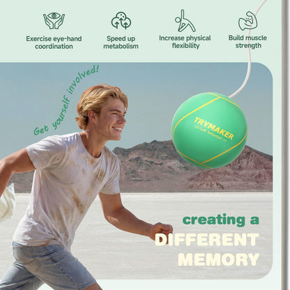 Trymaker Tetherball Ball and Rope, 2 Set in 1 Tether Balls and Rope Set, Replacement Tetherball for Adult Green Backyard Outdoors