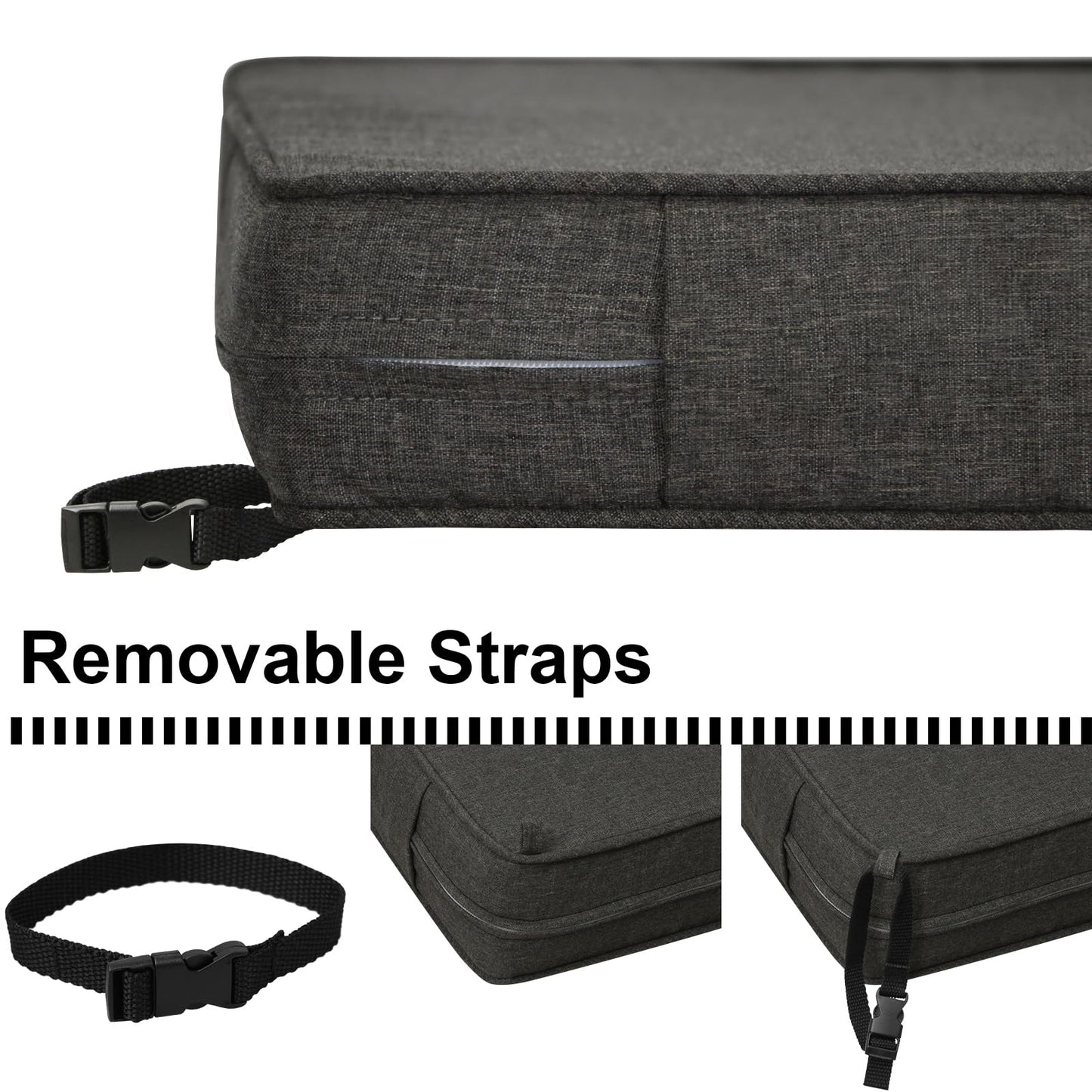 Outdoor Loveseat Cushion Set 44'' x 24'', Outdoor Cushions for Patio Furniture with Fastness Cover, Water Repellent Outdoor Seat Cushion and Couch Back Cushions for Bench, and Swing (Solid Dark Grey)